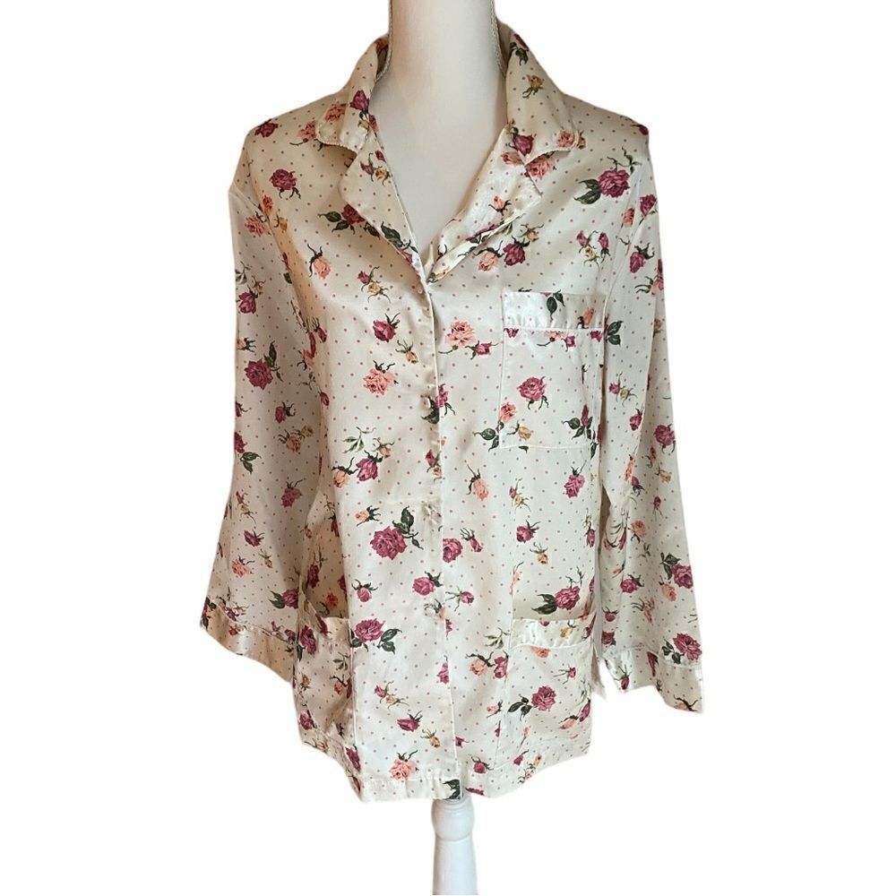 Barbizon 2 Piece Pajama Set Vintage Floral Roses